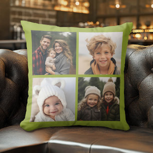Create Your Own 4 Photo Collage Pistachio 4 pics Throw Pillow