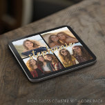 Create Your Own 4 Photo Collage - Script Name Coaster<br><div class="desc">Use up to four square or selfie phone photos to create a unique and personal gift. Or you can keep the hipster puppy and make a trendy keepsake. If you need to adjust the pictures,  click on the customize tool to make changes.</div>
