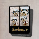 Create Your Own 4 Photo Collage - Script Name Magnet<br><div class="desc">Use up to four square or selfie phone photos to create a unique and personal gift. Or you can keep the hipster puppy and make a trendy keepsake. If you need to adjust the pictures,  click on the customize tool to make changes.</div>