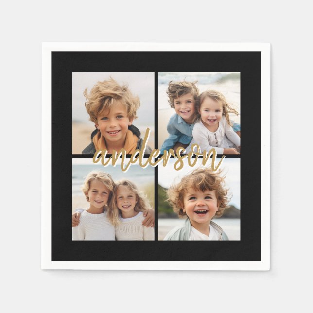Create Your Own 4 Photo Collage - Script Name Napkin (Front)