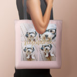 Create Your Own 4 Photo Collage - Script Name Tote Bag<br><div class="desc">Use up to four square or selfie phone photos to create a unique and personal gift. Or you can keep the hipster puppy and make a trendy keepsake. If you need to adjust the pictures,  click on the customize tool to make changes.</div>