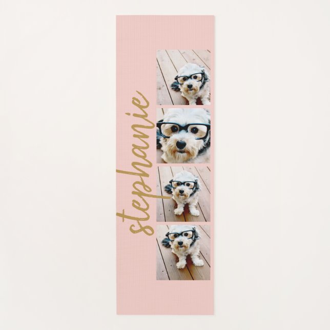 Create Your Own 4 Photo Collage - Script Name Yoga Mat (Front)