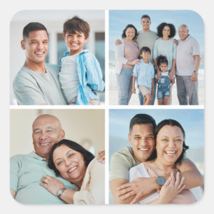 Create Your Own 4 Photo Collage Square Sticker