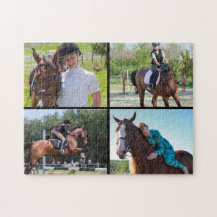 Create Your Own 4 Photos Collage Horse Black Jigsaw Puzzle