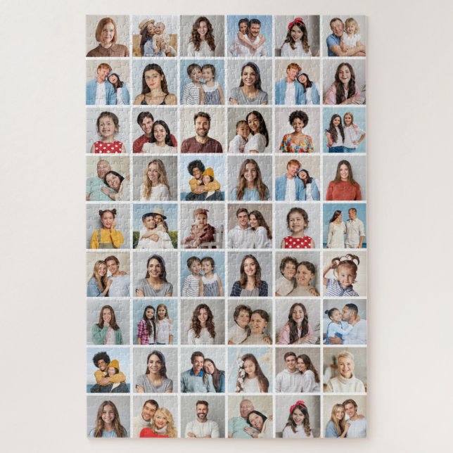 Create Your Own 54 Photo Collage Editable Colour Jigsaw Puzzle (Vertical)