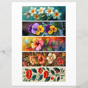 Create Your Own 5 Exotic Flowers Bookmarks