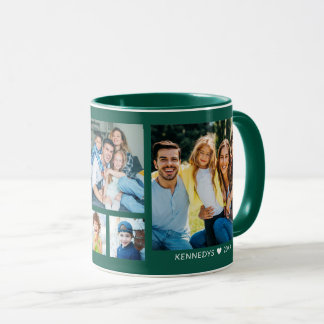 Create Your Own 5 Family Photo Collage Green Mug