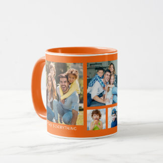 Create Your Own 5 Family Photo Collage Orange Mug