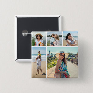 Create Your Own 5 Photo Collage 2 Inch Square Button