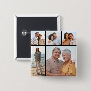 Create Your Own 5 Photo Collage 2 Inch Square Button