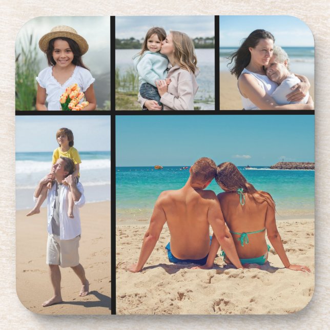 Create Your Own 5 Photo Collage Coaster (Front)