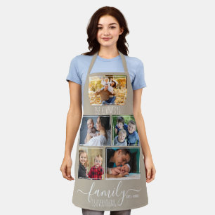 Create Your Own 5 Photo Collage Family Name Beige Apron