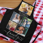 Create Your Own 5 Photo Collage Family Name Black Apron<br><div class="desc">Design your own personalized photo apron by adding 5 favourite pictures. Customize with family name and established year.</div>