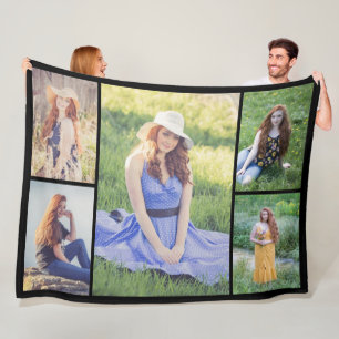 Create Your Own 5 Photo Collage Fleece Blanket
