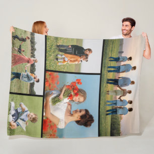 Create Your Own 5 Photo Collage Fleece Blanket