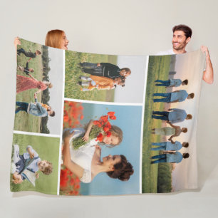 Create Your Own 5 Photo Collage Fleece Blanket