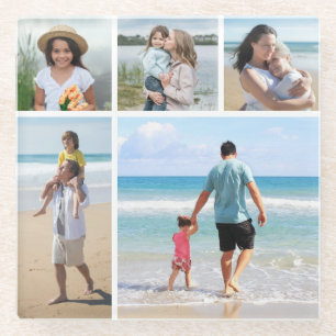 Create Your Own 5 Photo Collage Glass Coaster
