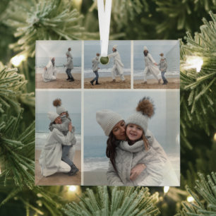 Create Your Own 5 Photo Collage Glass Ornament