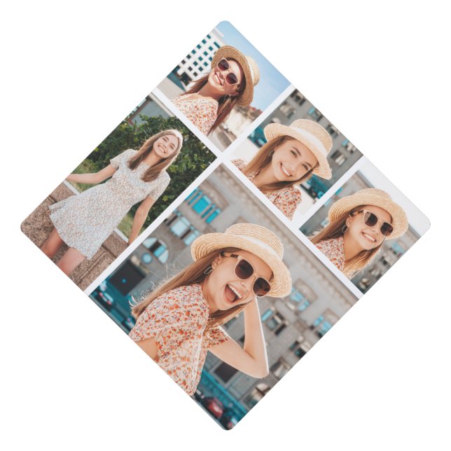 Create Your Own 5 Photo Collage Graduation Cap Topper (Front)