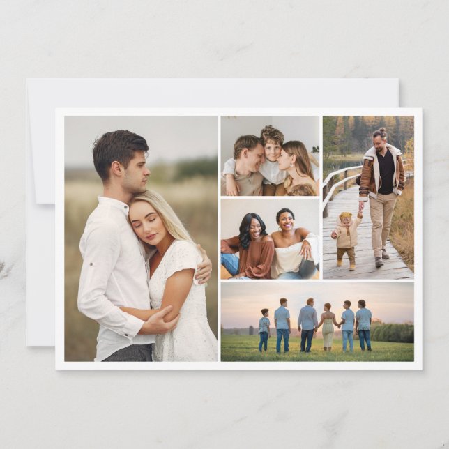 Create Your Own 5 Photo Collage Greeting Card (Front)