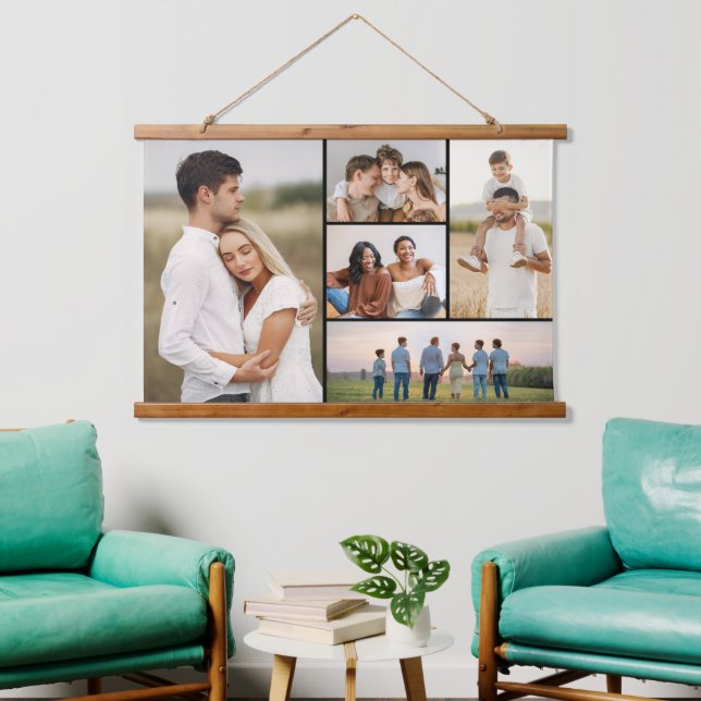 Create Your Own 5 Photo Collage Hanging Tapestry (Living Room)