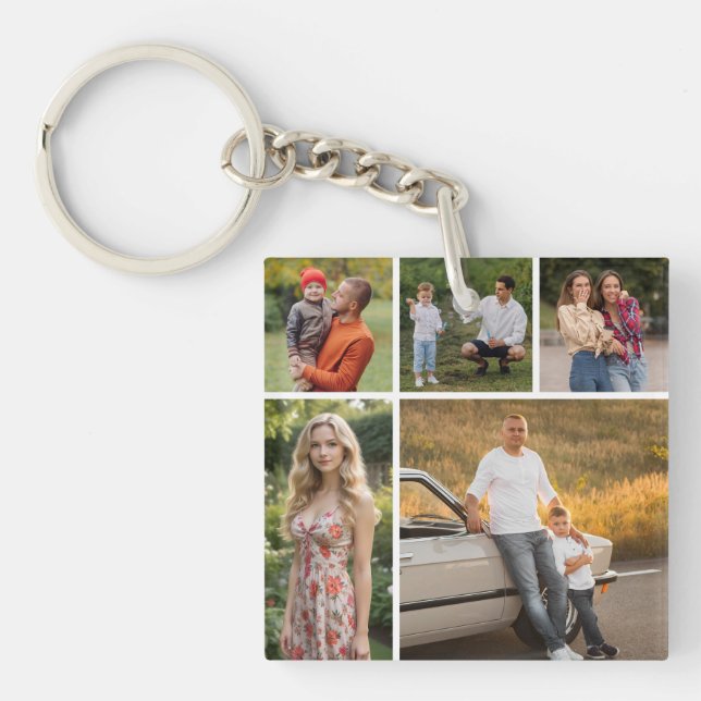 Create Your Own 5 Photo Collage Keychain (Front)