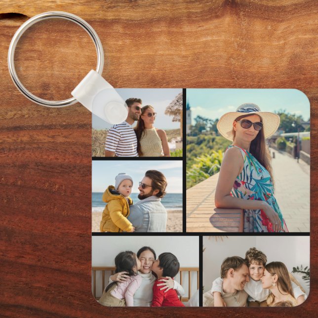 Create Your Own 5 Photo Collage Keychain (Front)