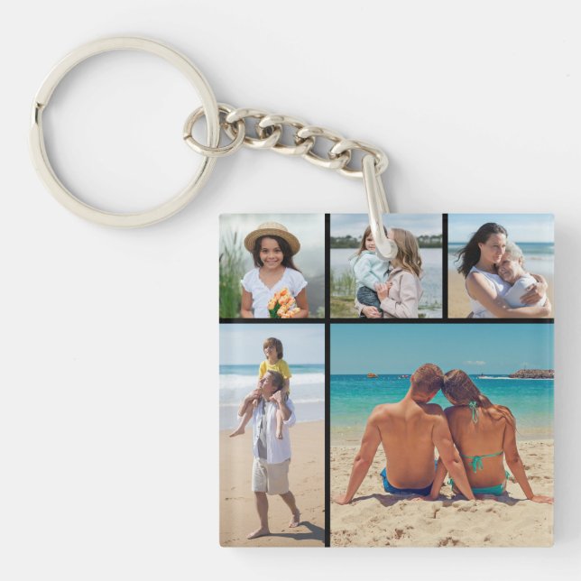 Create Your Own 5 Photo Collage Keychain (Front)