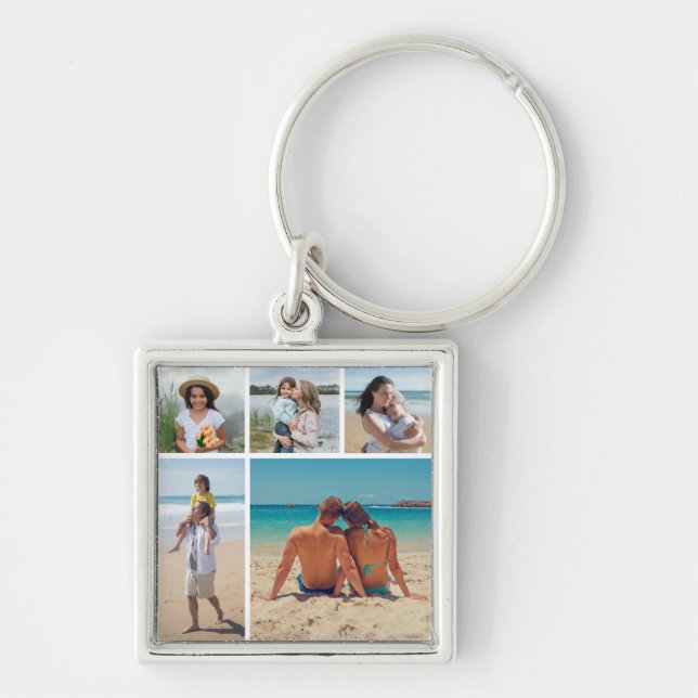 Create Your Own 5 Photo Collage Keychain (Front)