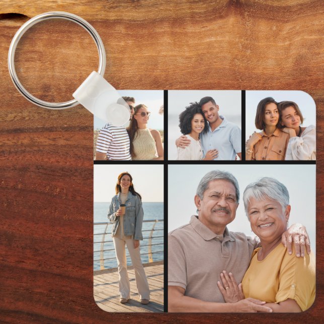 Create Your Own 5 Photo Collage Keychain (Front)