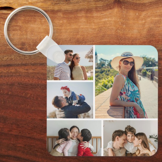 Create Your Own 5 Photo Collage Keychain (Front)