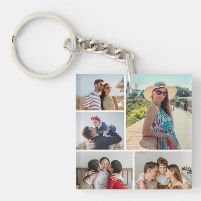 Create Your Own 5 Photo Collage Keychain (Front)
