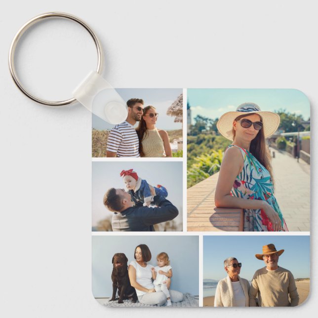 Create Your Own 5 Photo Collage Keychain (Front)