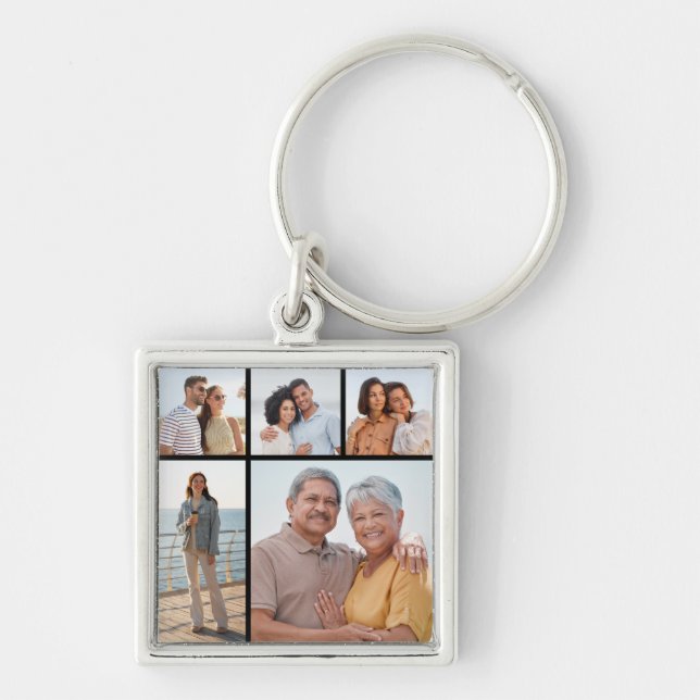 Create Your Own 5 Photo Collage Keychain (Front)