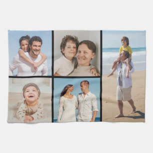 Create Your Own 5 Photo Collage Kitchen Towel