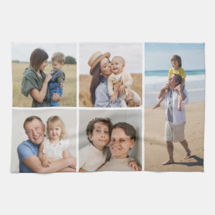 Create Your Own 5 Photo Collage Kitchen Towel