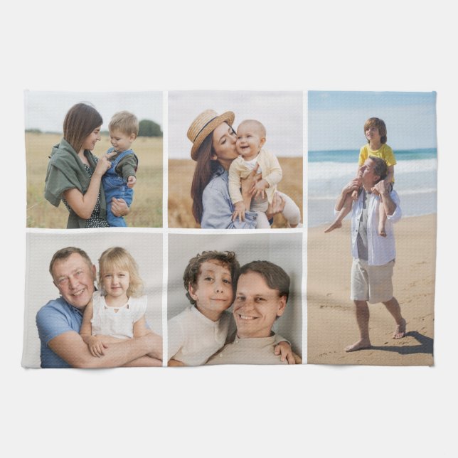 Create Your Own 5 Photo Collage Kitchen Towel (Horizontal)