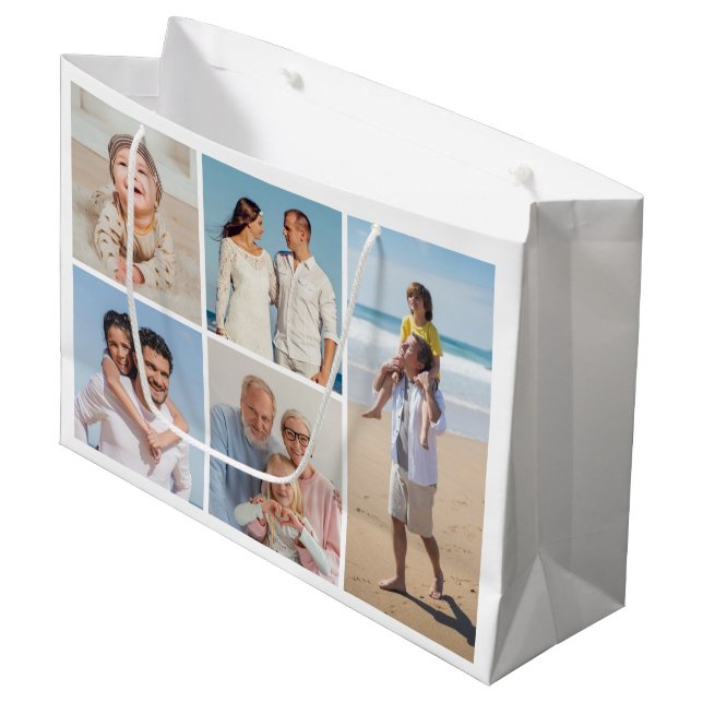 Create Your Own 5 Photo Collage Large Gift Bag (Front Angled)