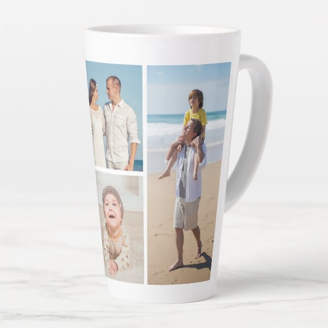 Create Your Own 5 Photo Collage Latte Mug (Right Angle)