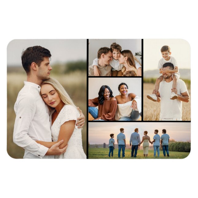 Create Your Own 5 Photo Collage Magnet (Horizontal)