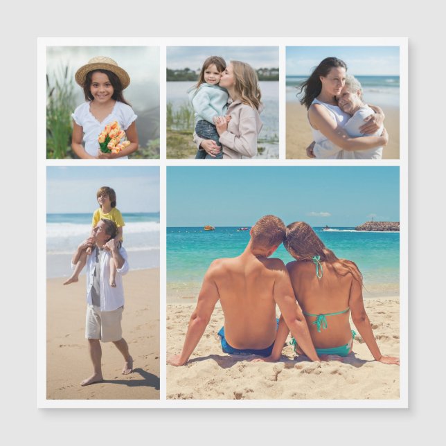 Create Your Own 5 Photo Collage Magnetic Card (Front)