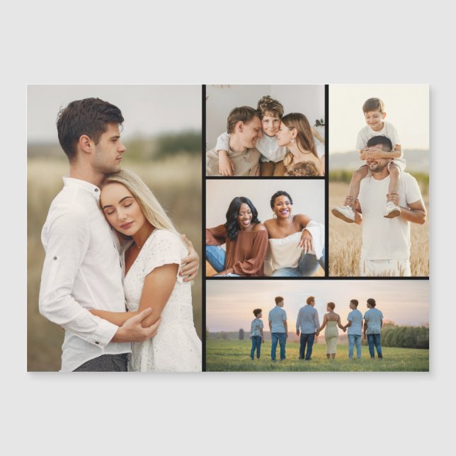 Create Your Own 5 Photo Collage Magnetic Card (Front)