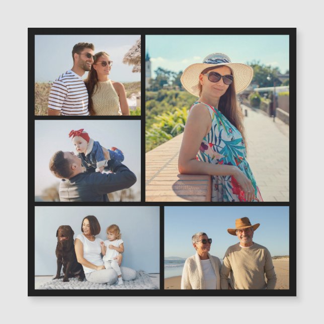 Create Your Own 5 Photo Collage Magnetic Card (Front)