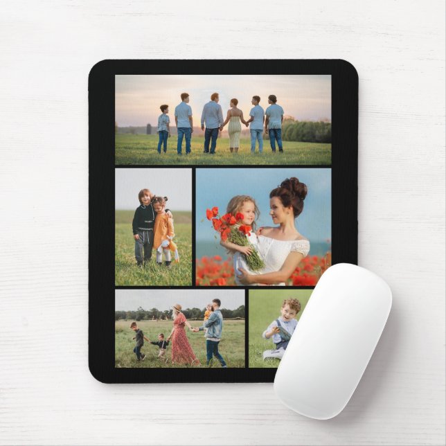 Create Your Own 5 Photo Collage Mouse Pad (With Mouse)