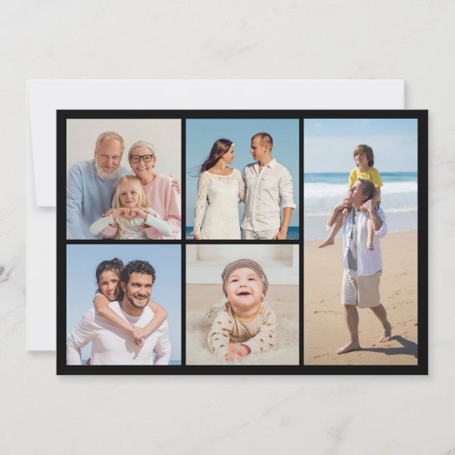 Create Your Own 5 Photo Collage  Note Card (Front)