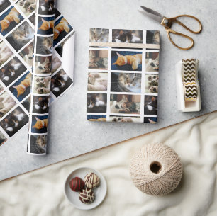 Create Your Own 5 Photo Collage on White Wrapping Paper