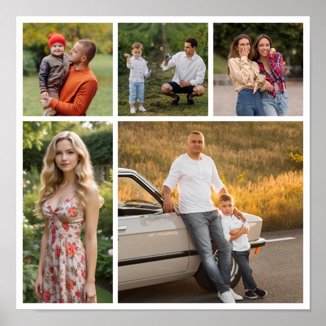 Create Your Own 5 Photo Collage Poster (Front)