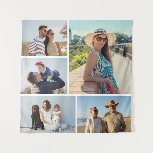 Create Your Own 5 Photo Collage Tapestry (Front)