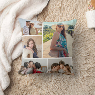 Create Your Own 5 Photo Collage Throw Pillow