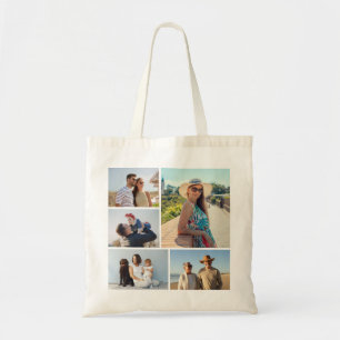 Create Your Own 5 Photo Collage Tote Bag